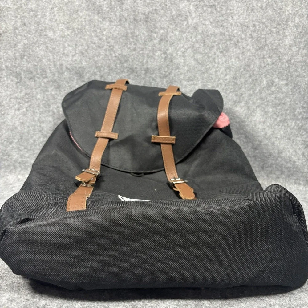 The Journeyman Collection Little America Backpack OS Black Faux Leather Straps